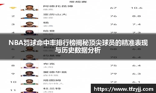 NBA罚球命中率排行榜揭秘顶尖球员的精准表现与历史数据分析